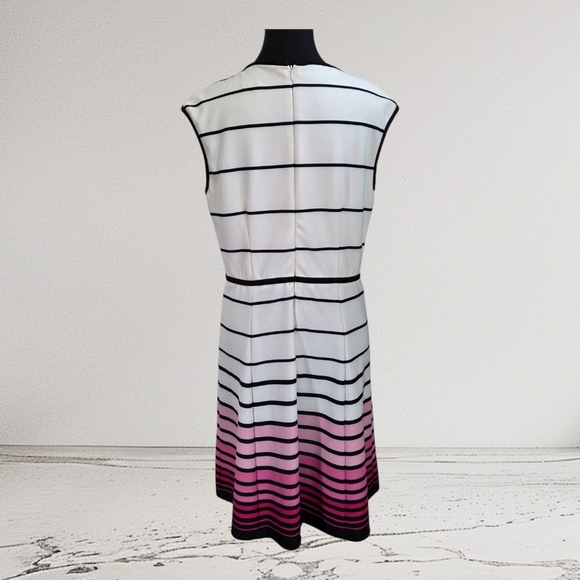 Sandra Darren Black and Pink Grid Midi Dress Size 10 - Picture 4 of 6